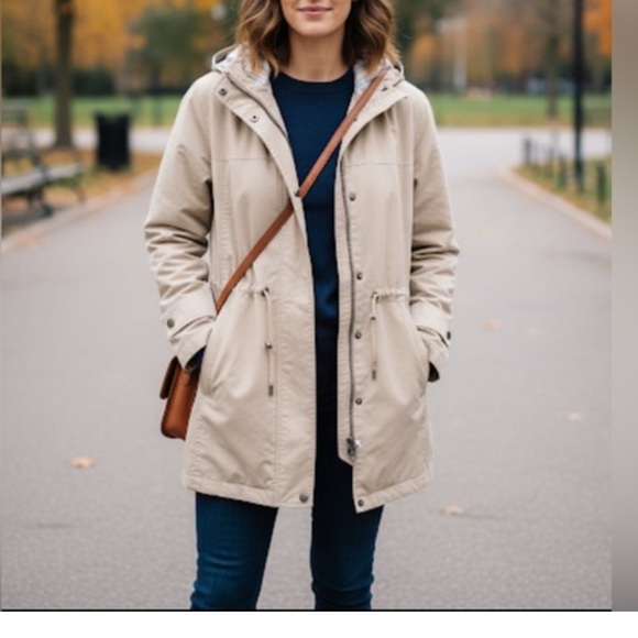 L.L. Bean Jackets & Blazers - L.L. Bean Beige Utility Jacket with Hood